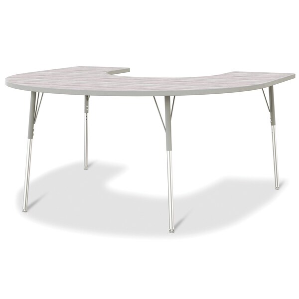 Berries Horseshoe Activity Table, 60 in. x 66 in., A-height, Driftwood Gray/Gray/Gray